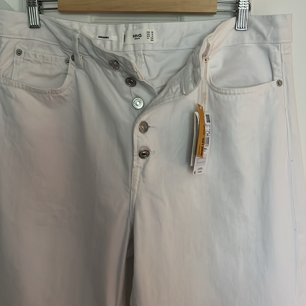 Mango Wide Leg Flare Jeans in White - Picture 2 of 6